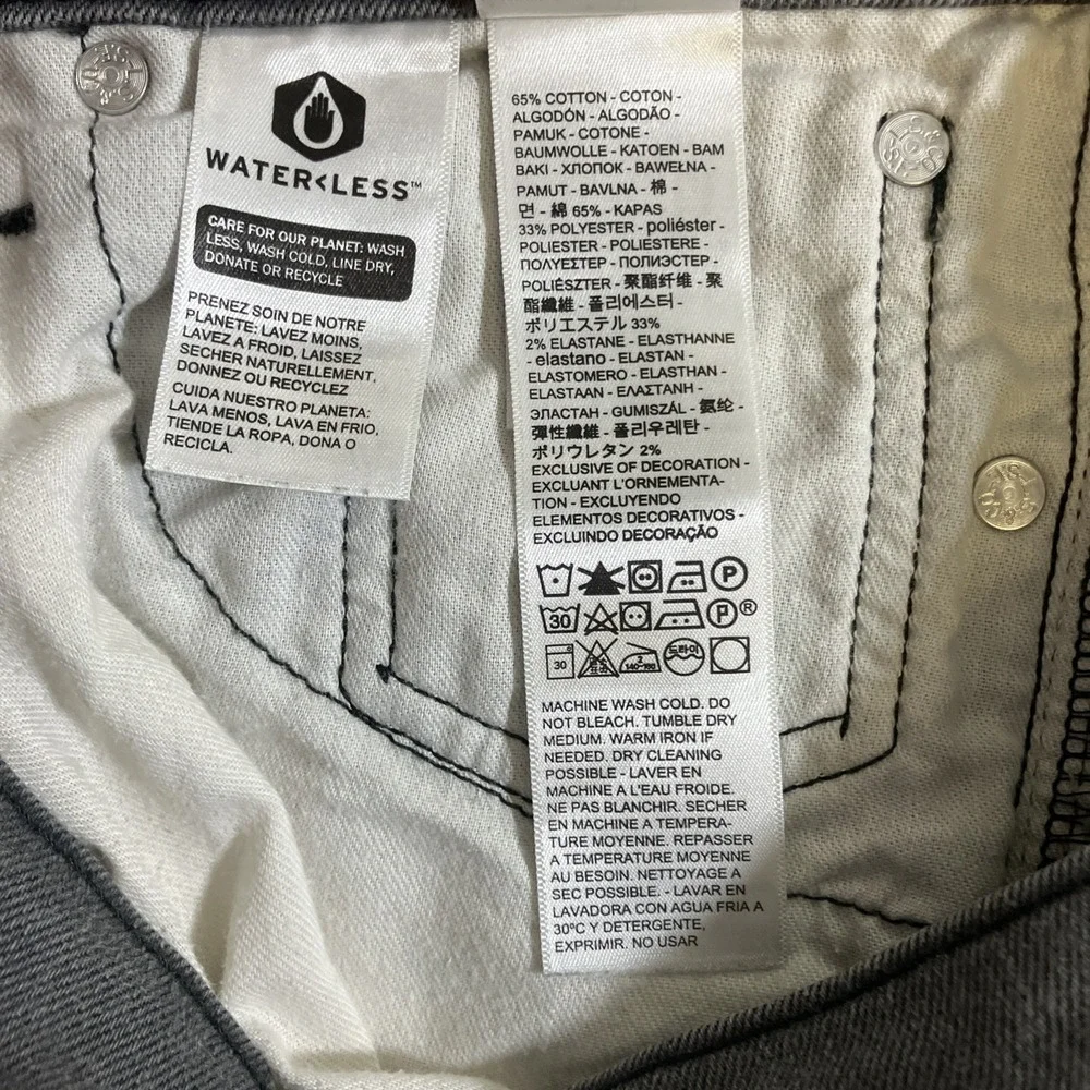Levi's 511 Slim Fit Jeans Mens 29x32 Gray Stretch Denim WaterLess